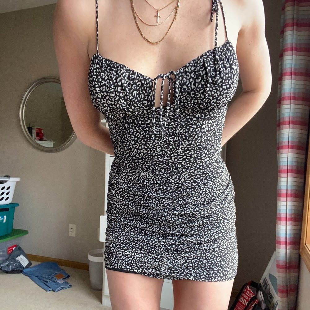 Cotton Candy LA White/Black Pattern Mini Dress